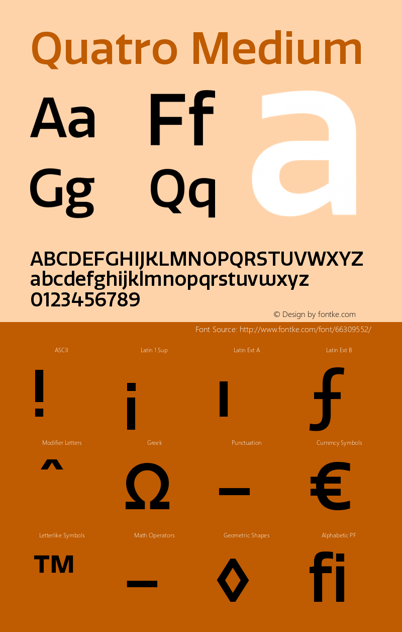 Quatro-Medium Version 1.30 Font Sample