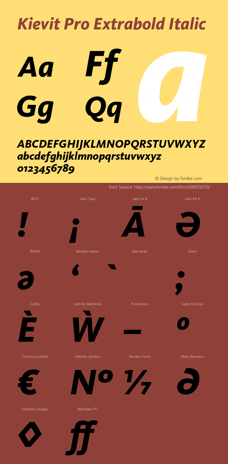 Kievit Pro Extrabold Italic Version 7.700, build 1040, FoPs, FL 5.04图片样张