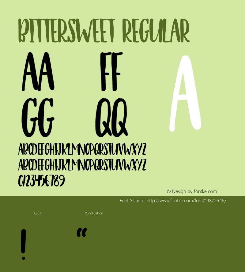 Bittersweet Regular Version 1.00 2016 Font Sample