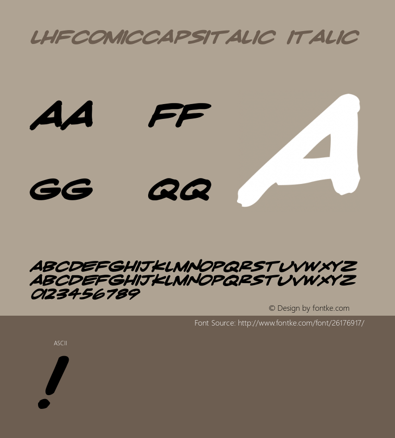 LHFComicCapsItalic Version 001.000 Font Sample