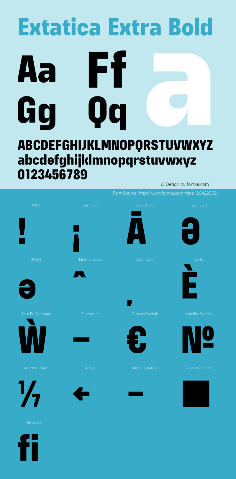 Extatica-ExtraBold Version 1.000; ttfautohint (v0.97) -l 8 -r 50 -G 200 -x 14 -f dflt -w G Font Sample