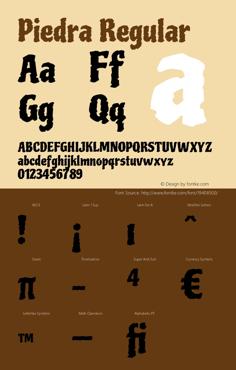 Piedra-Regular Version 1.000 Font Sample