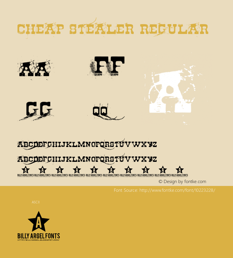 Cheap stealer Regular Version 1.000 2008 initial release Font Sample