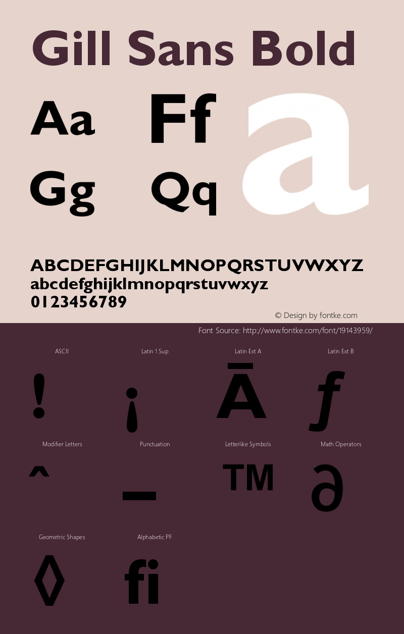 Gill Sans CE Bold Version 001.000 Font Sample