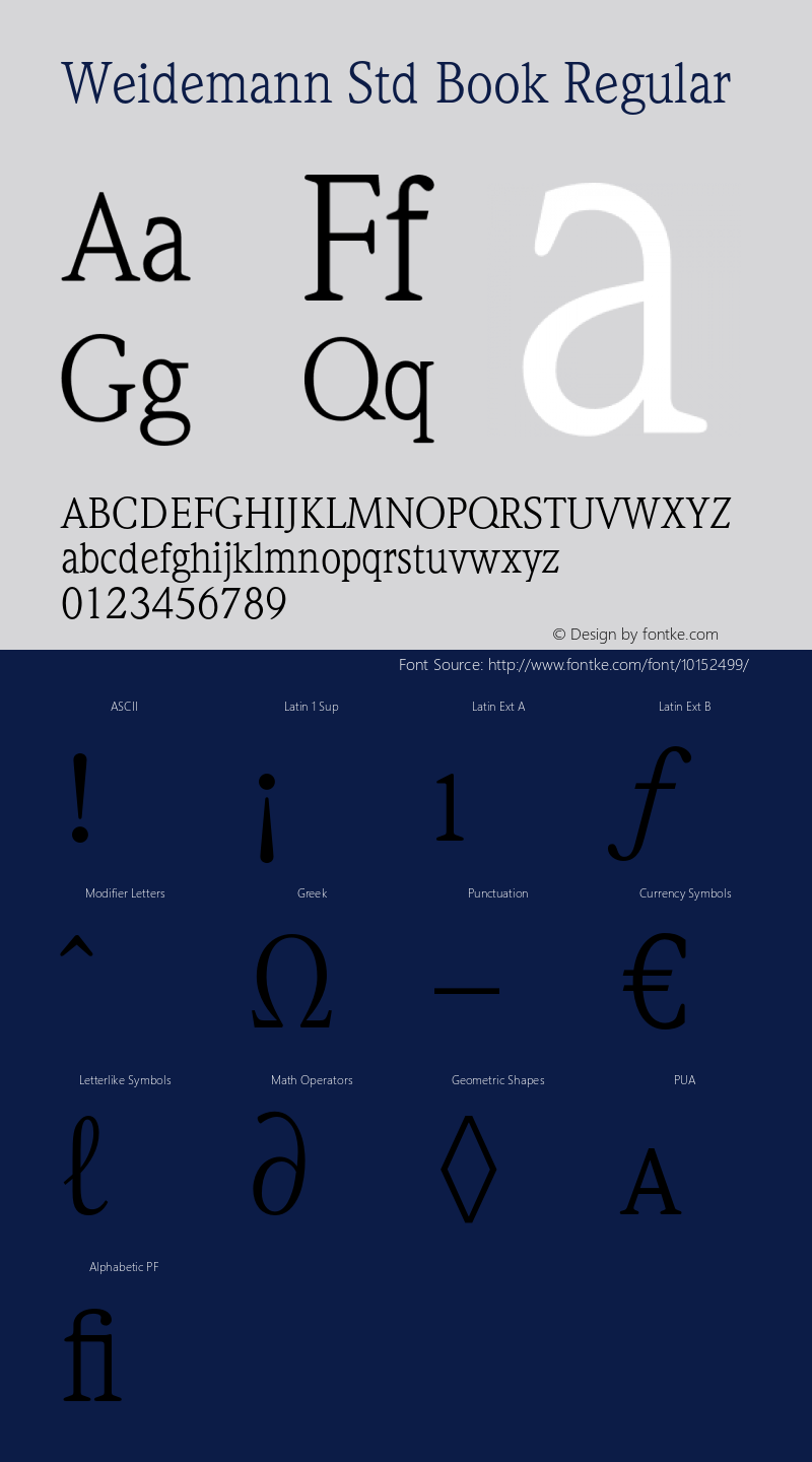 Weidemann Std Book Regular Version 1.180;PS 001.003;hotconv 1.0.38 Font Sample