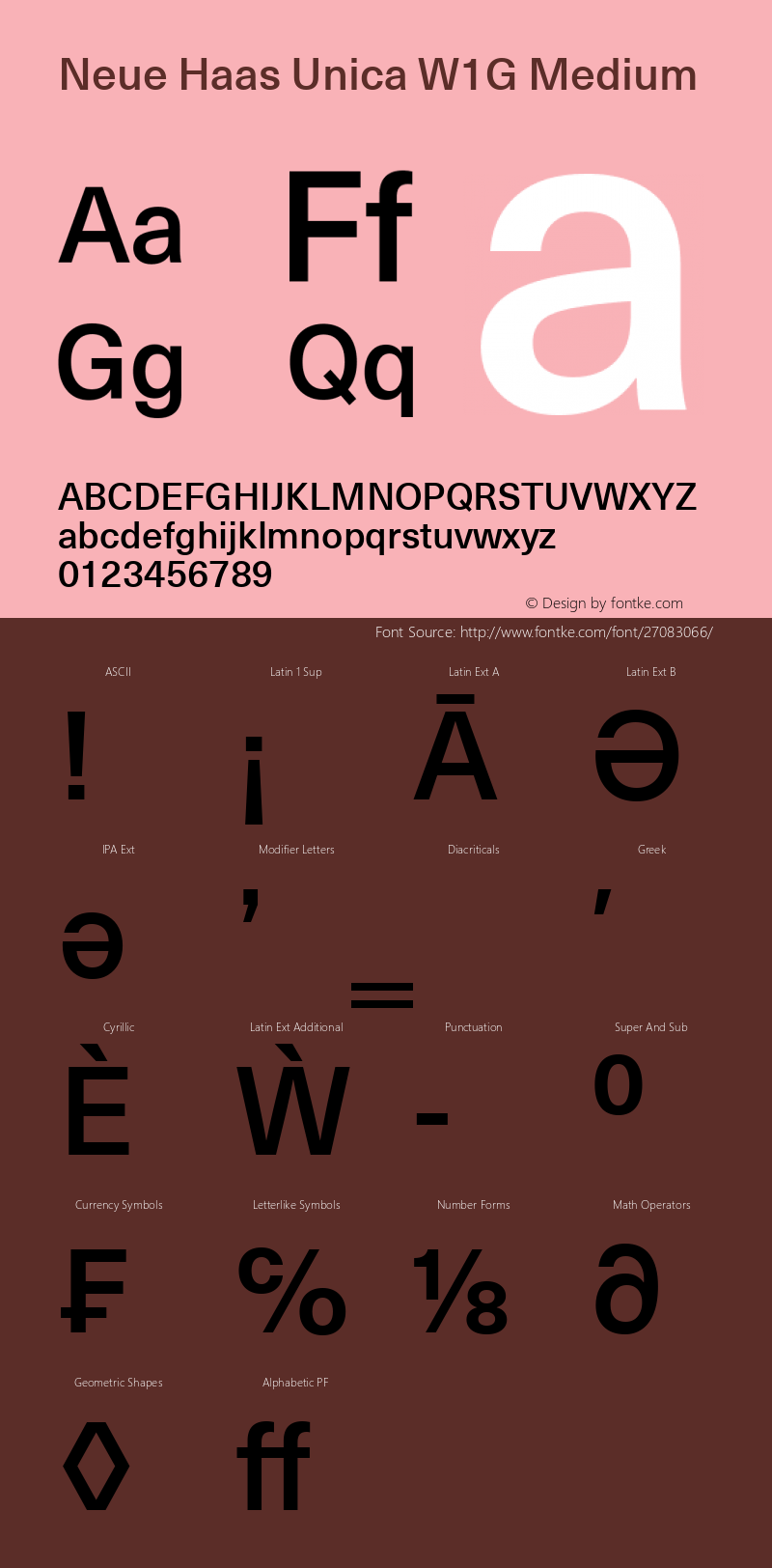 Neue Haas Unica W1G Medium Version 1.00 Font Sample