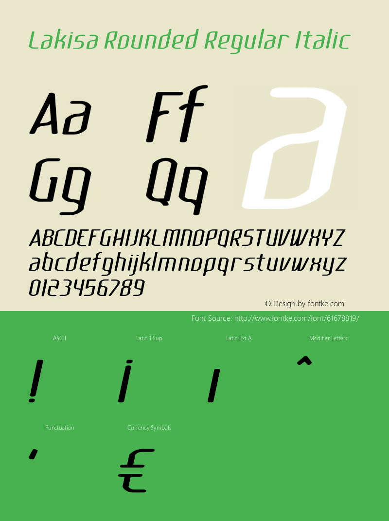 Lakisa Rounded Italic Version 1.0; Mar 2020 Font Sample