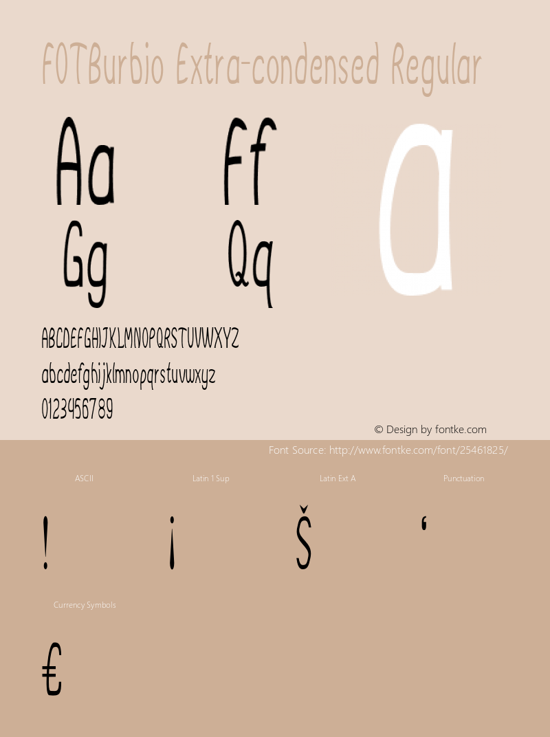 FOTBurbio-ExtracondensedRegular Version 1.000 Font Sample