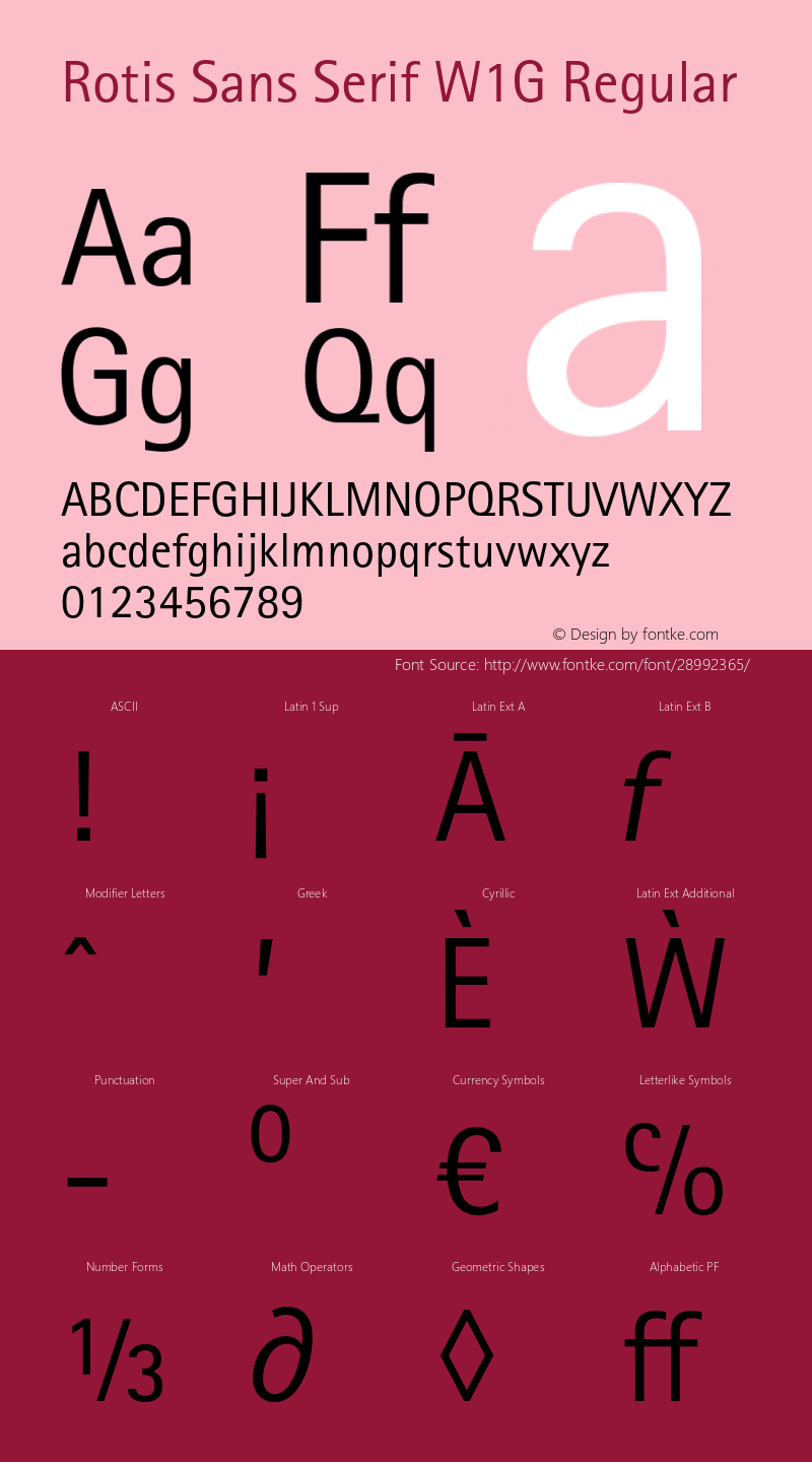 RotisSansSerifW1G-Regular Version 1.000 Font Sample