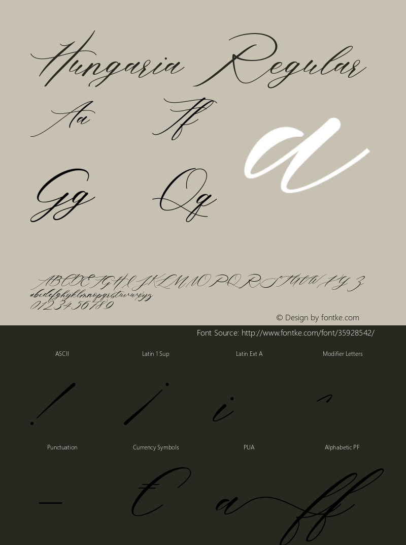 Hungaria Version 1.000 Font Sample