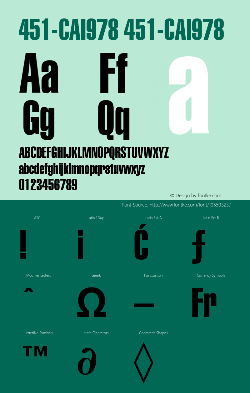 451-CAI978 451-CAI978 Version 3.0 Font Sample