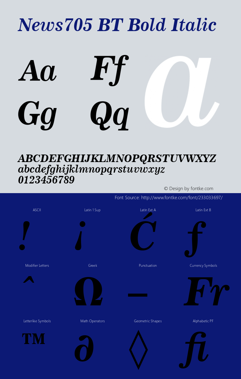 News705 BT Bold Italic Version 1.01 emb4-OT图片样张