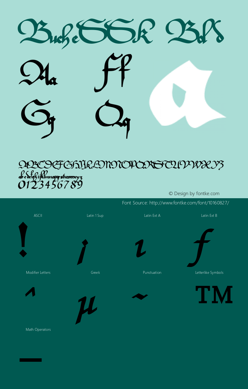 BucheSSK Bold Macromedia Fontographer 4.1 8/11/95 Font Sample