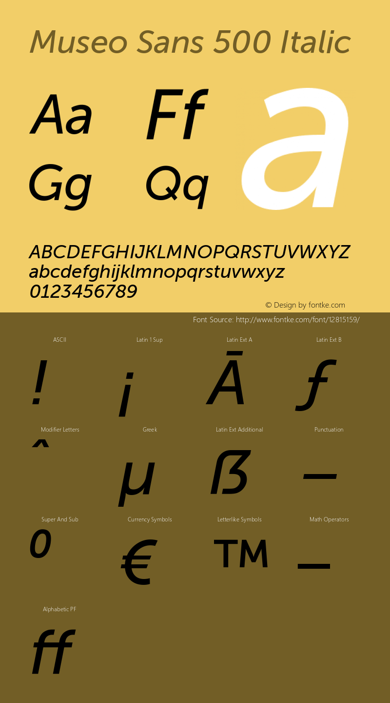 Museo Sans 500 Italic 1.000 Font Sample