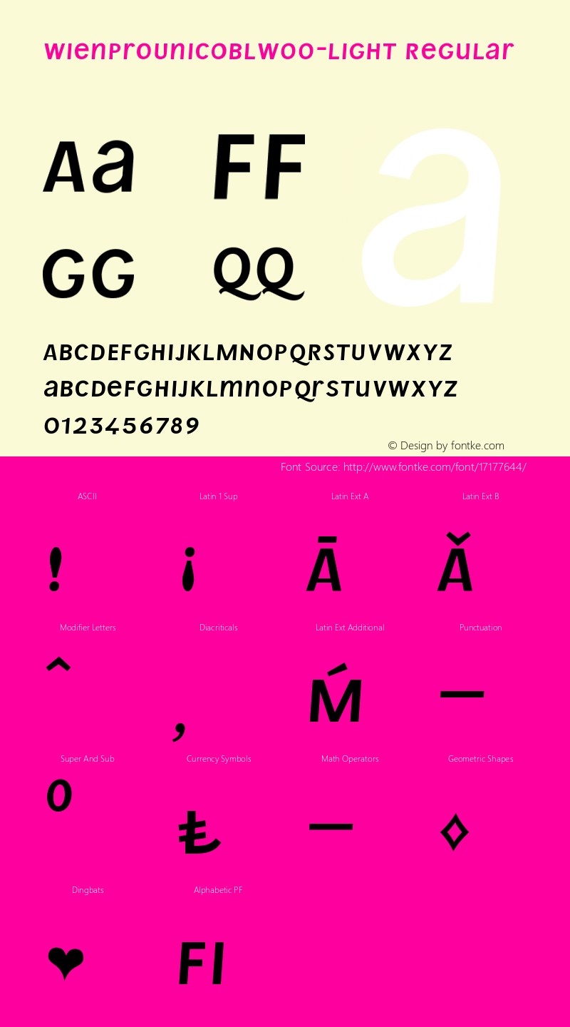 WienProUnicOblW00-Light Regular Version 1.60 Font Sample