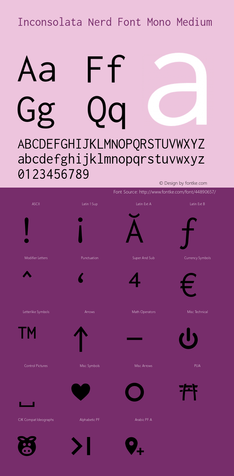 Inconsolata Nerd Font Complete Mono Version 001.010;Nerd Fonts 2 Font Sample