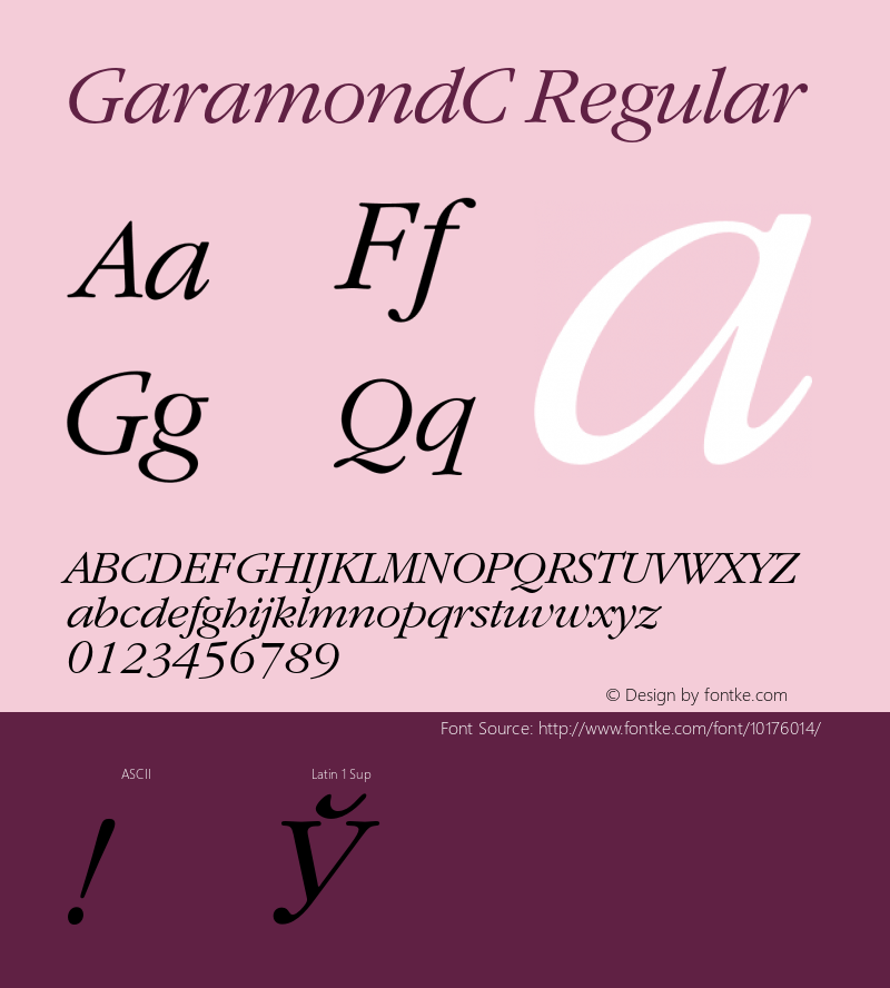 GaramondC Regular 001.000 Font Sample