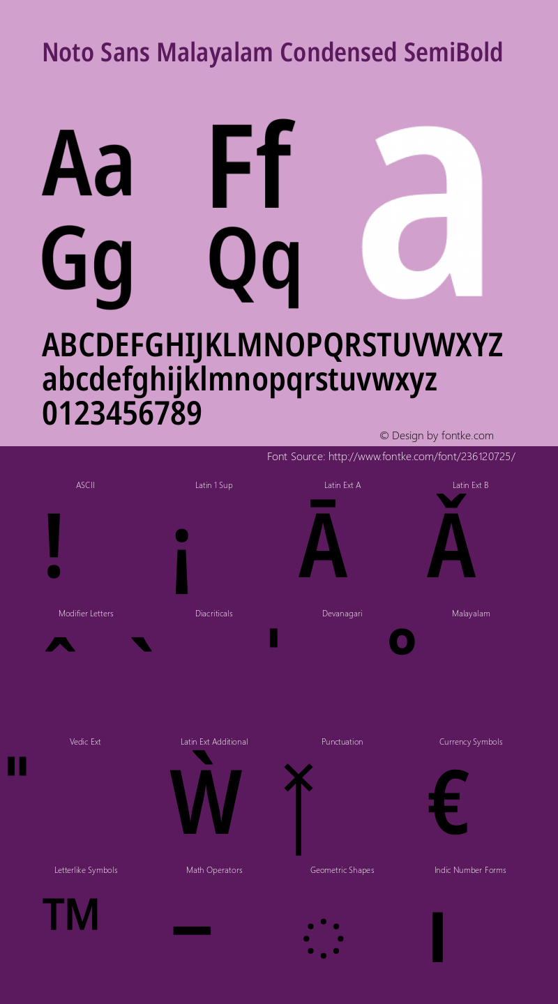 Noto Sans Malayalam Condensed SemiBold Version 2.103图片样张