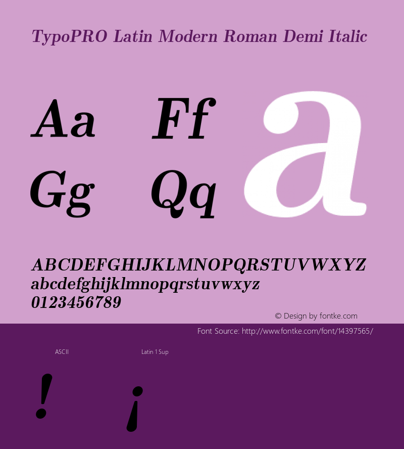 TypoPRO Latin Modern Roman Demi Italic Version 2.004;PS 2.004;hotconv 1.0.49;makeotf.lib2.0.14853 Font Sample