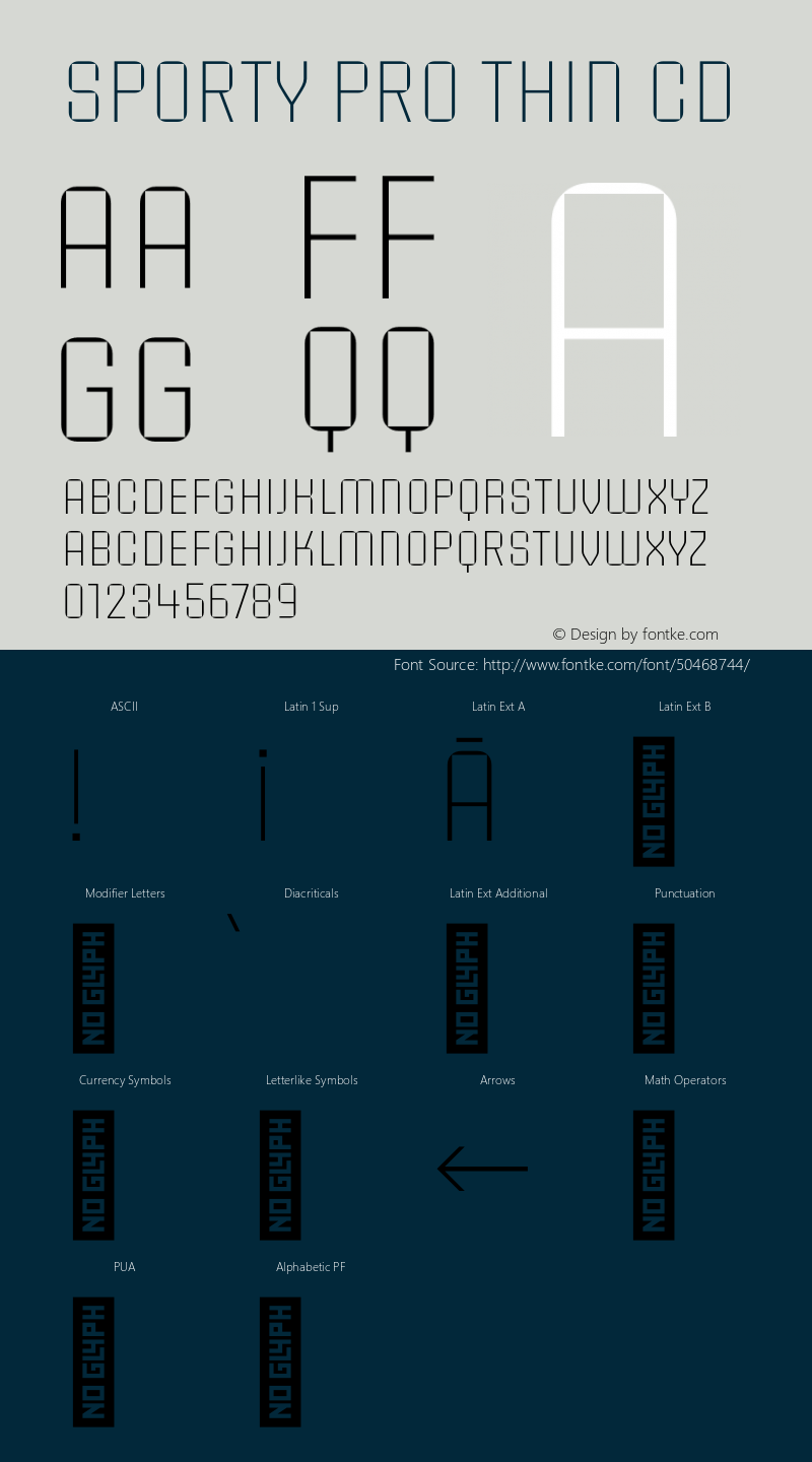 Sporty Pro Thin CD Version 1.000 Font Sample