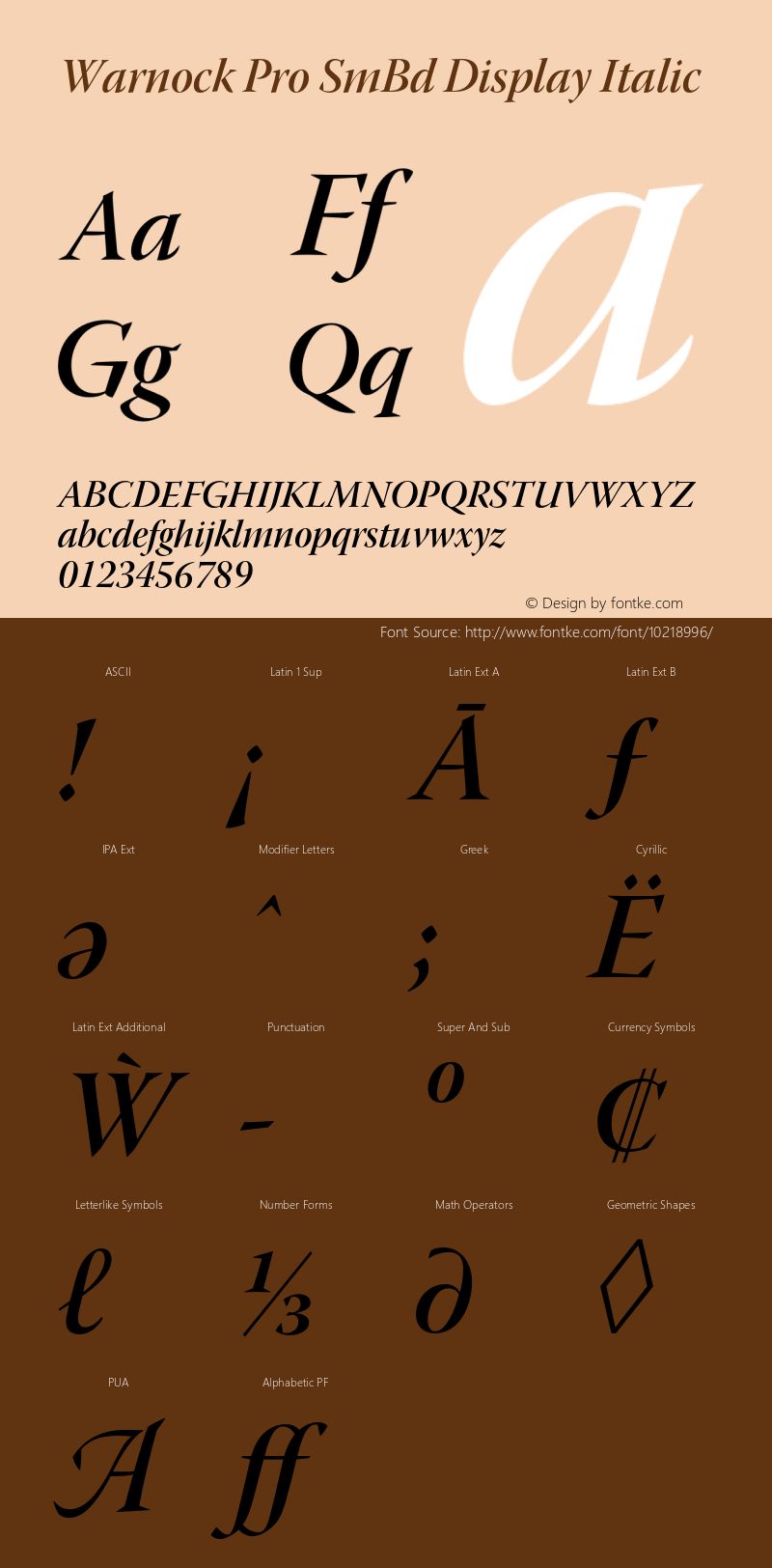 Warnock Pro SmBd Display Italic Version 2.035;PS 2.000;hotconv 1.0.51;makeotf.lib2.0.18671 Font Sample