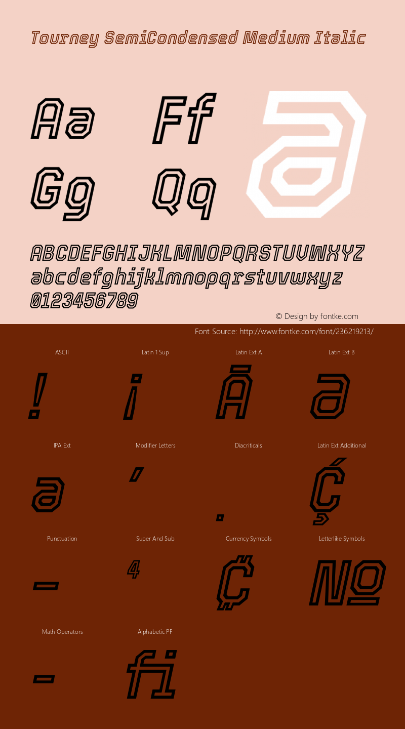 Tourney SemiCondensed Medium Italic Version 1.015图片样张