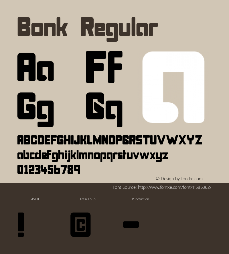 Bonk Regular 1.00 Font Sample