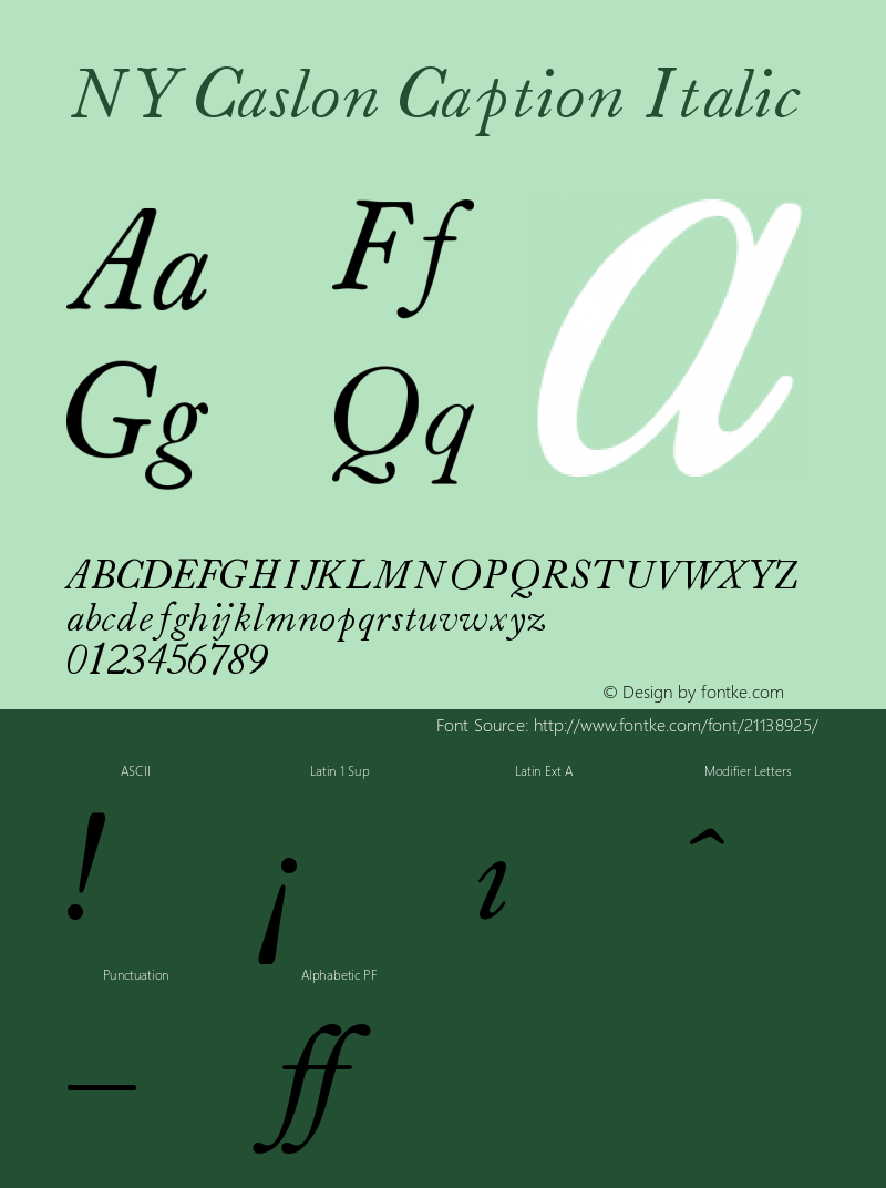 NYCaslon-CaptionItalic Version 001.901 Font Sample