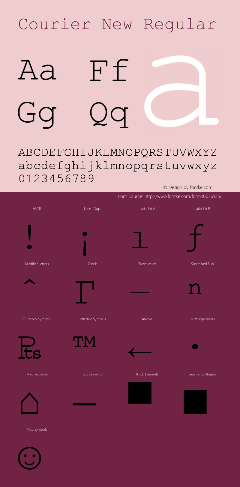 Courier New Regular Version 2.45 Font Sample