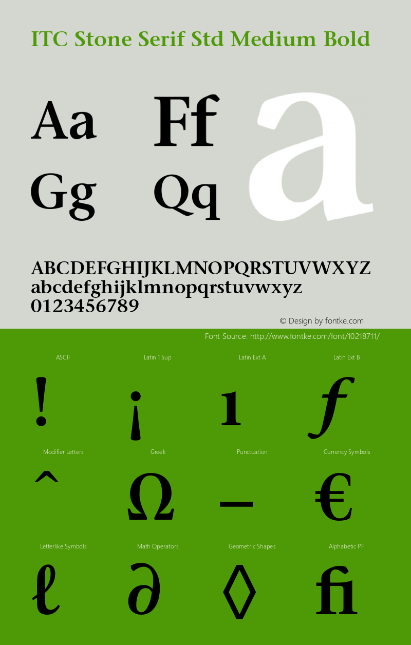 ITC Stone Serif Std Medium Bold Version 2.041;PS 002.000;hotconv 1.0.51;makeotf.lib2.0.18671 Font Sample