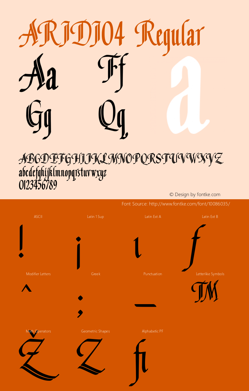 ARIDI04 Regular 1.0 Font Sample