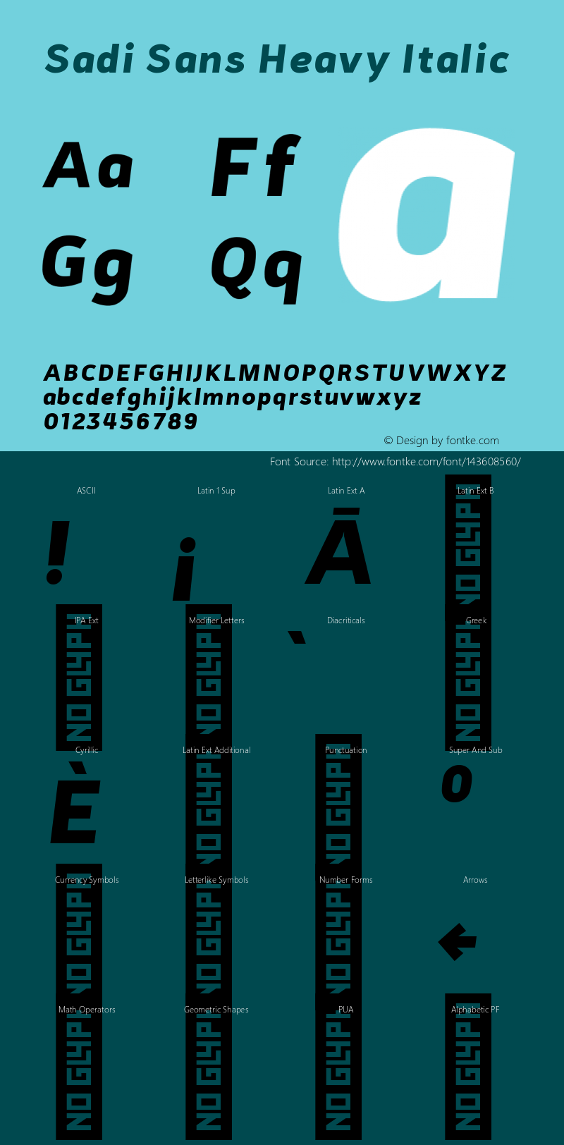 Sadi Sans Heavy Italic 1.000 Font Sample