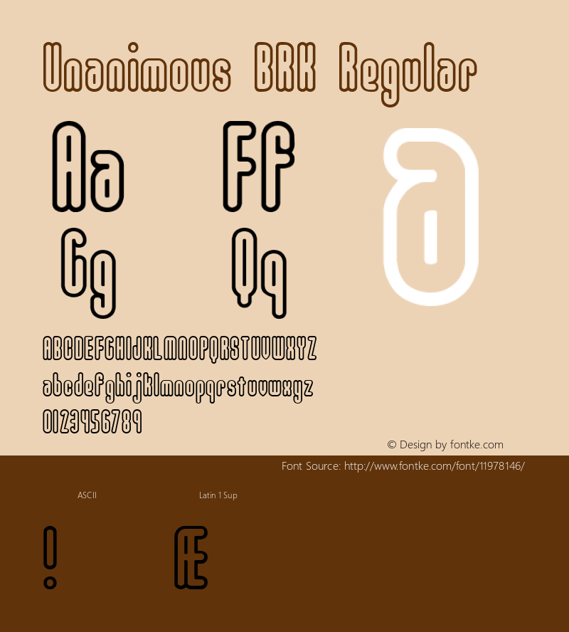 Unanimous BRK Regular Version 1.23 Font Sample