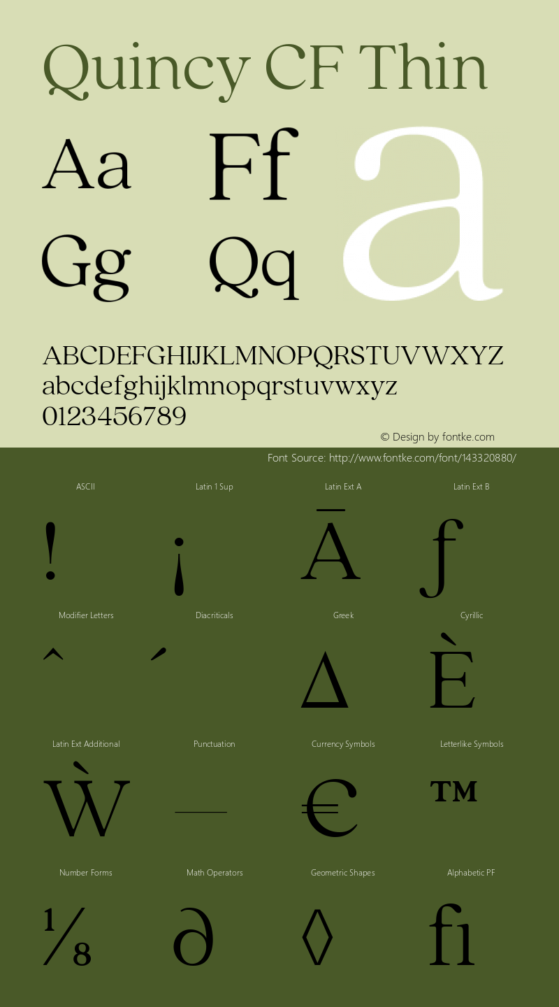 Quincy CF Thin Version 4.100 Font Sample