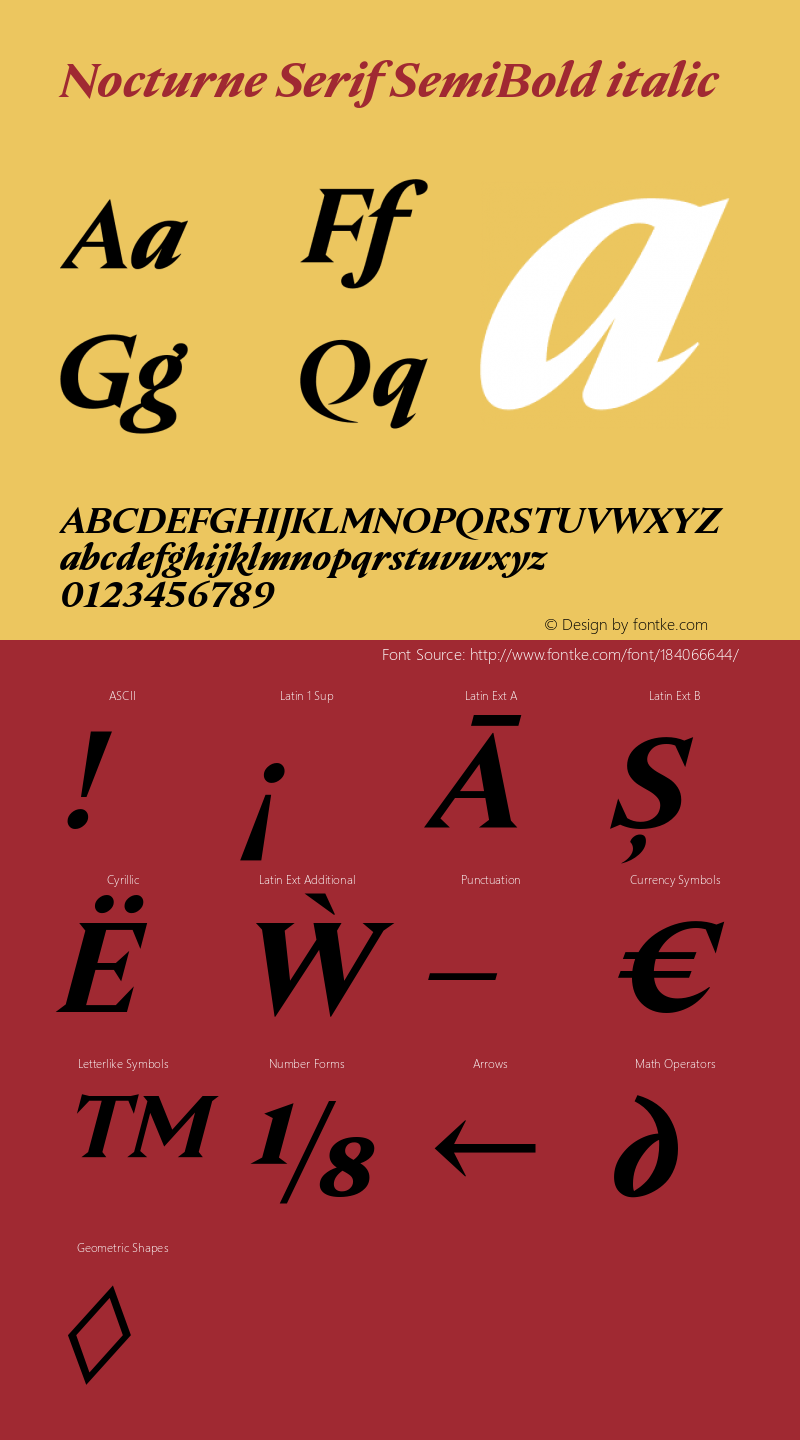 Nocturne Serif SemiBold italic Version 1.000;PS 001.000;hotconv 1.0.88;makeotf.lib2.5.64775图片样张