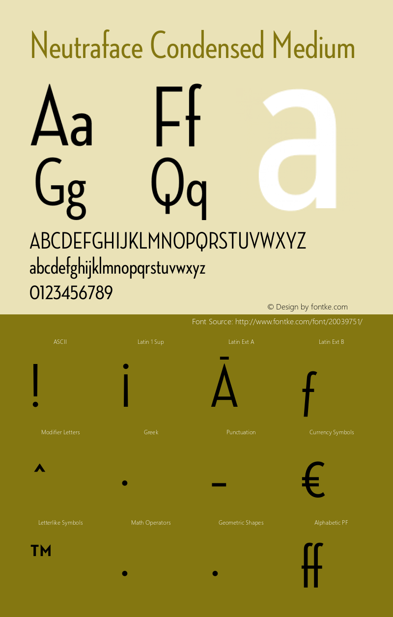 NeutrafaceCondensed-Medium Version 3.101;PS 001.001;hotconv 1.0.38 Font Sample