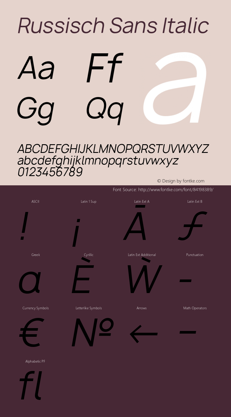 Russisch Sans Italic Version 2.00;October 25, 2020;FontCreator 13.0.0.2681 64-bit Font Sample