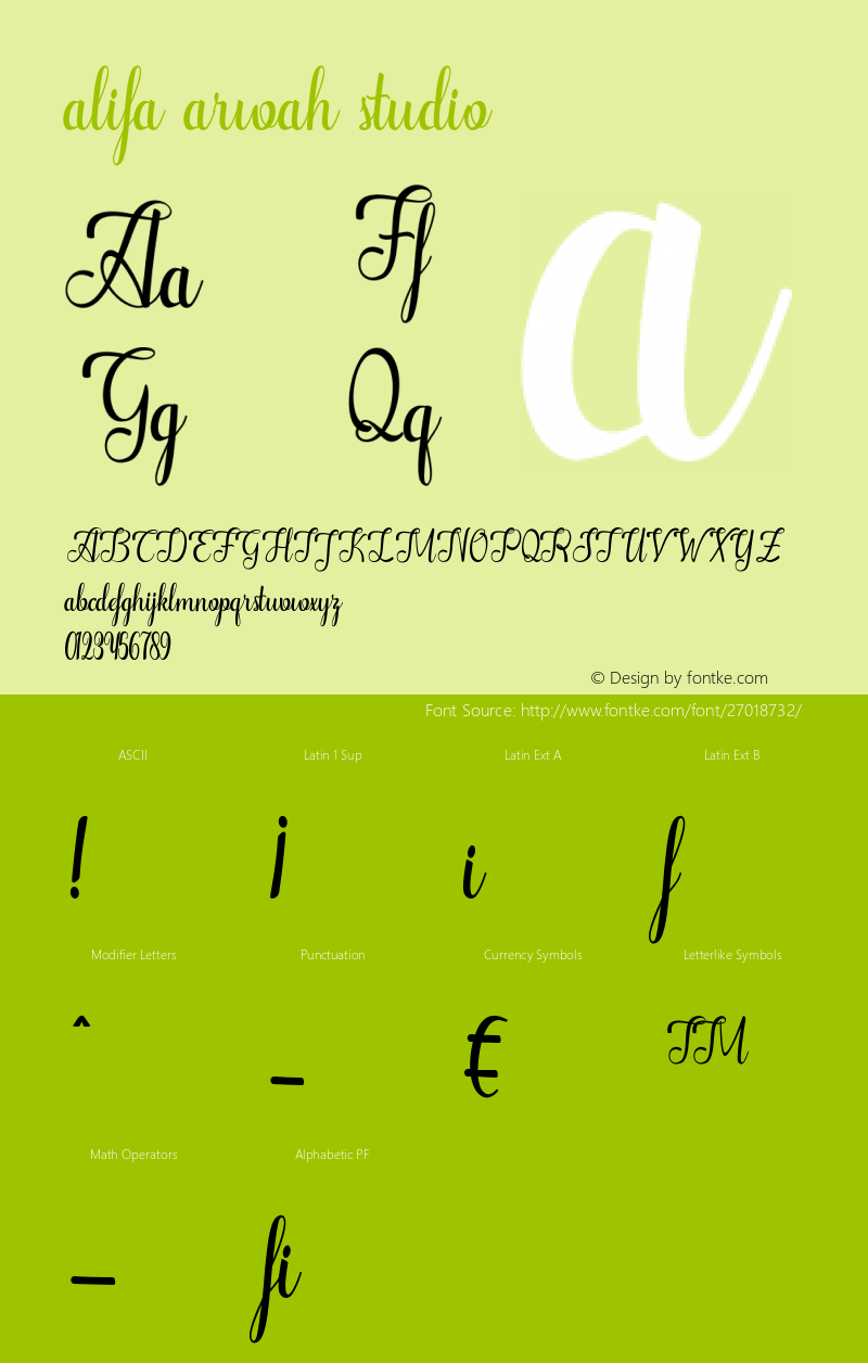 alifa arwah studio Version 1.000 Font Sample