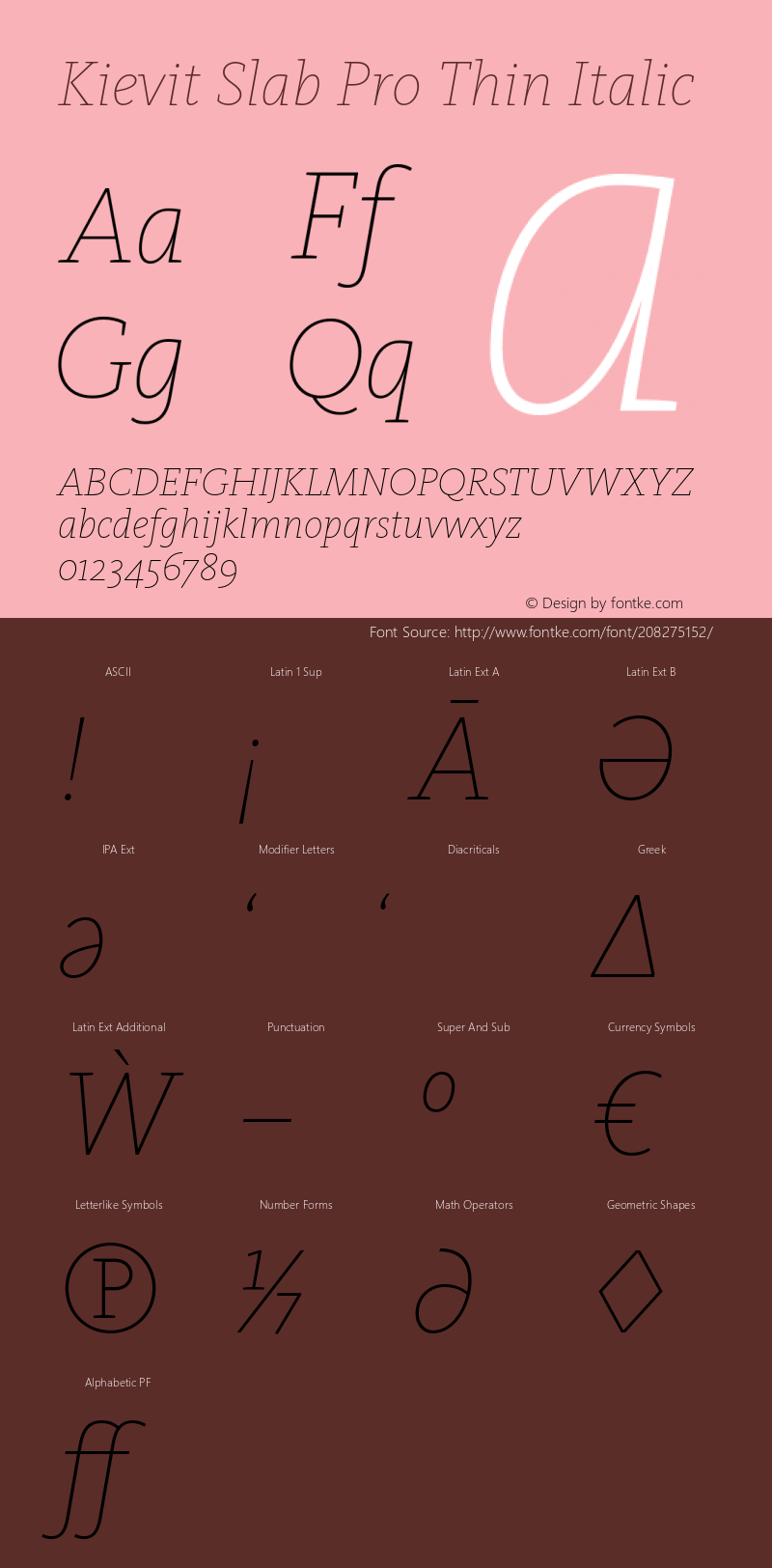 Kievit Slab Pro Thin Italic Version 7.700, build 1040, FoPs, FL 5.04图片样张