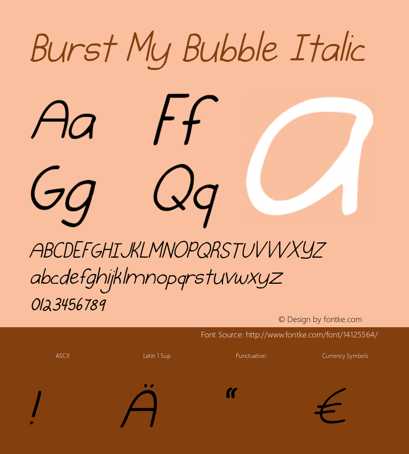 Burst My Bubble Italic Version 1.000 2013 initial r Font Sample