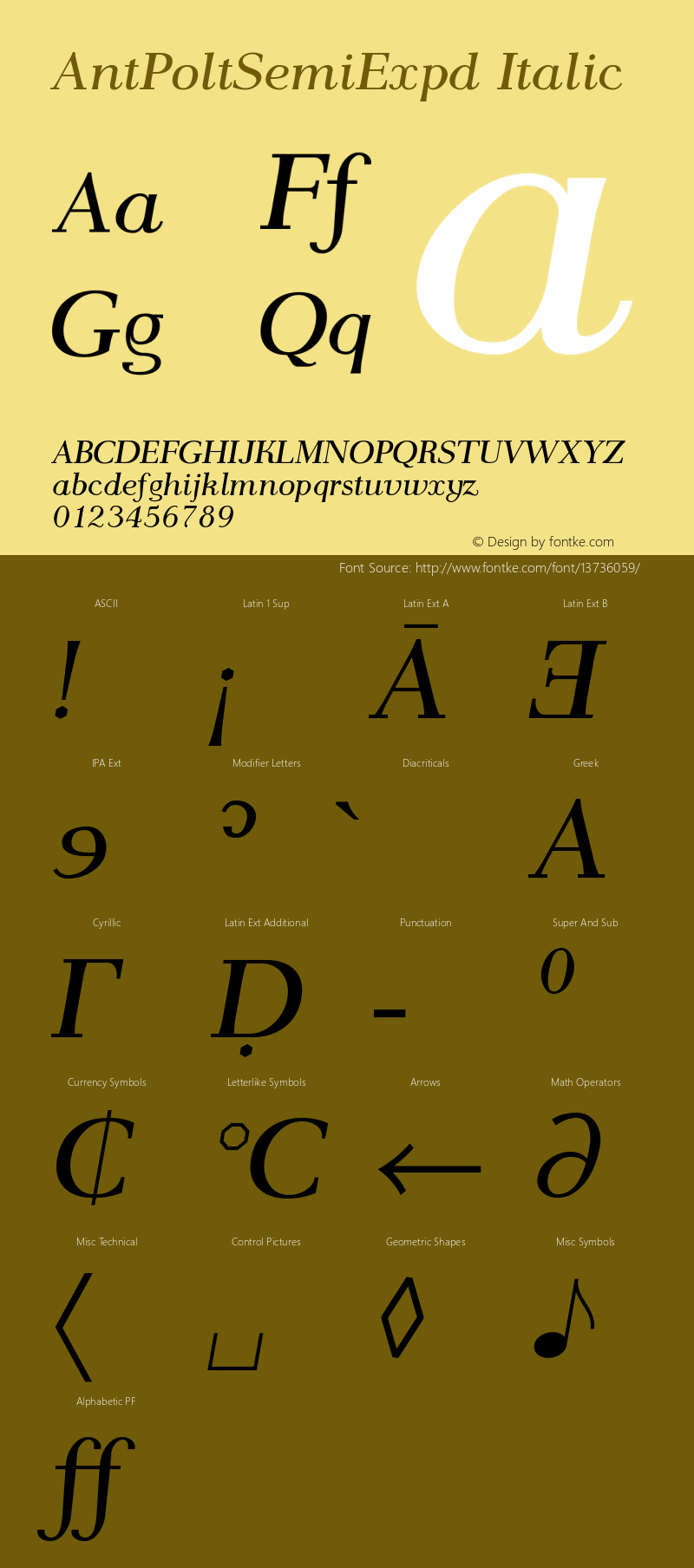 AntPoltSemiExpd Italic Version 1.101 Font Sample