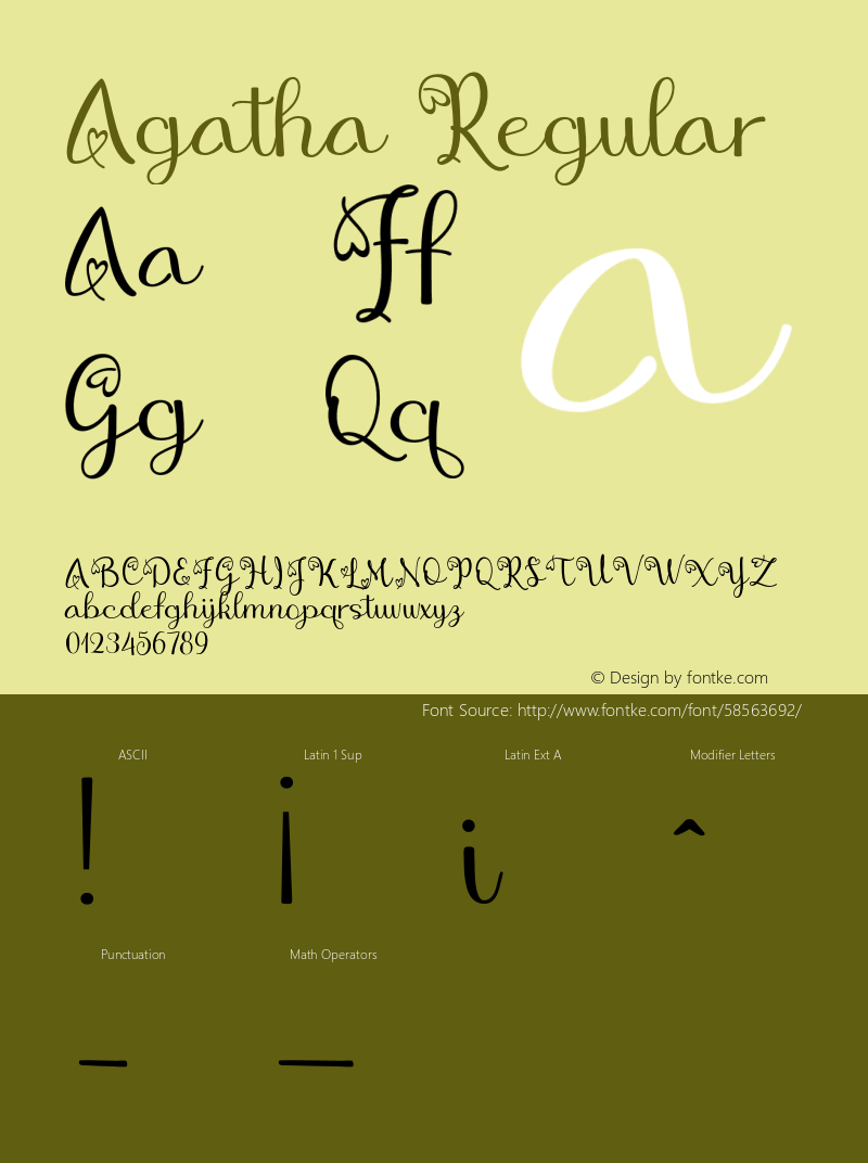 Agatha Version 1.000 Font Sample