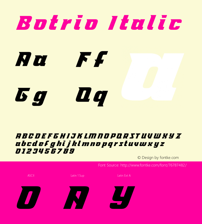 Botrio Italic Version 1.002;Fontself Maker 3.4.0 Font Sample