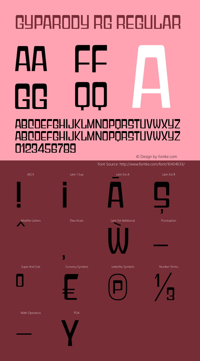 Gyparody Rg Regular Version 4.001 Font Sample