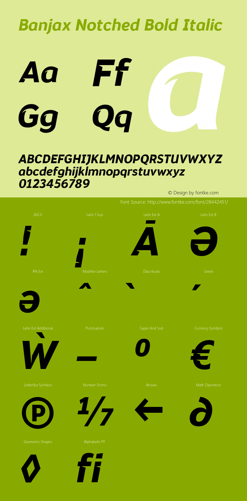Banjax Notched Bold Italic Version 1.000 Font Sample