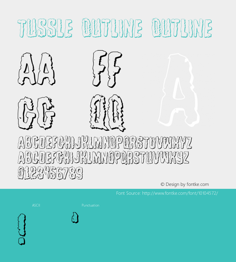 Tussle Outline Outline Unknown Font Sample