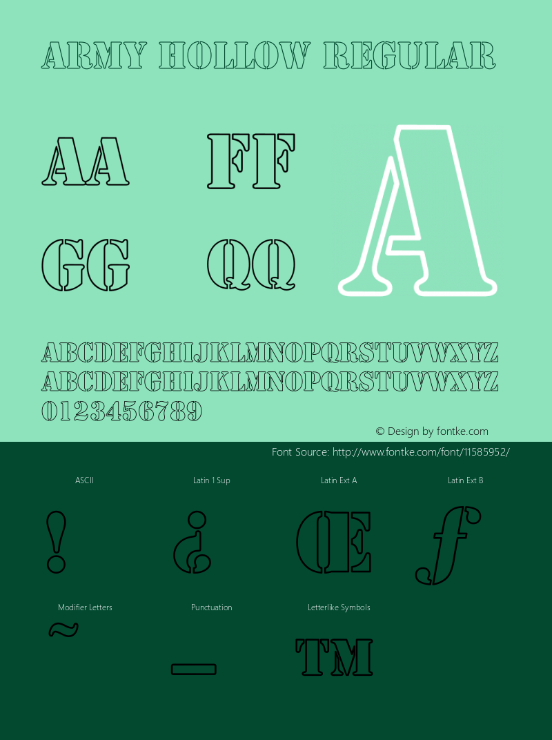 Army Hollow Regular Converted from C:\ALLTYPE\ARMY1602.HF1 by ALLTYPE Font Sample
