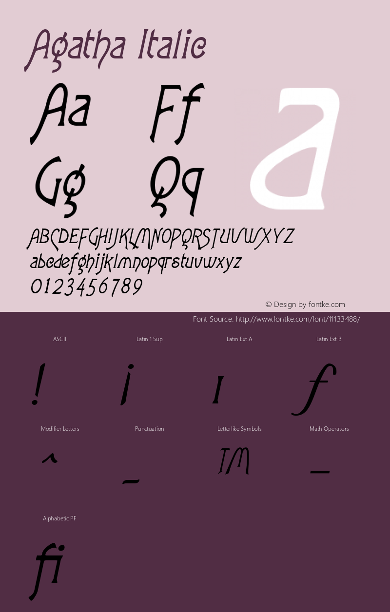 Agatha Italic Version 001.000 Font Sample