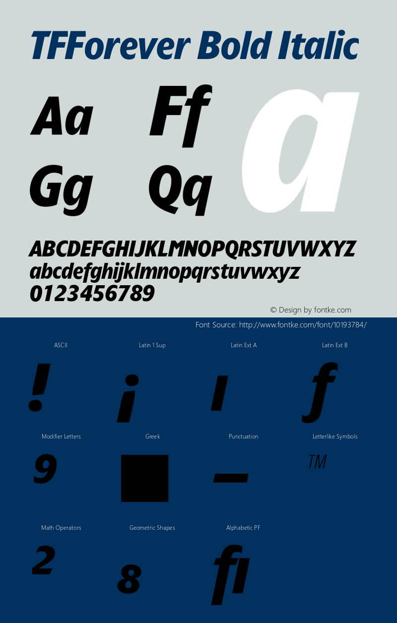 TFForever Bold Italic 001.000 Font Sample