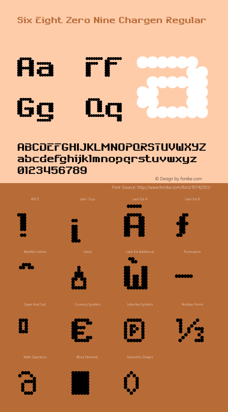 Six Eight Zero Nine Chargen Regular Version 4.000 Font Sample